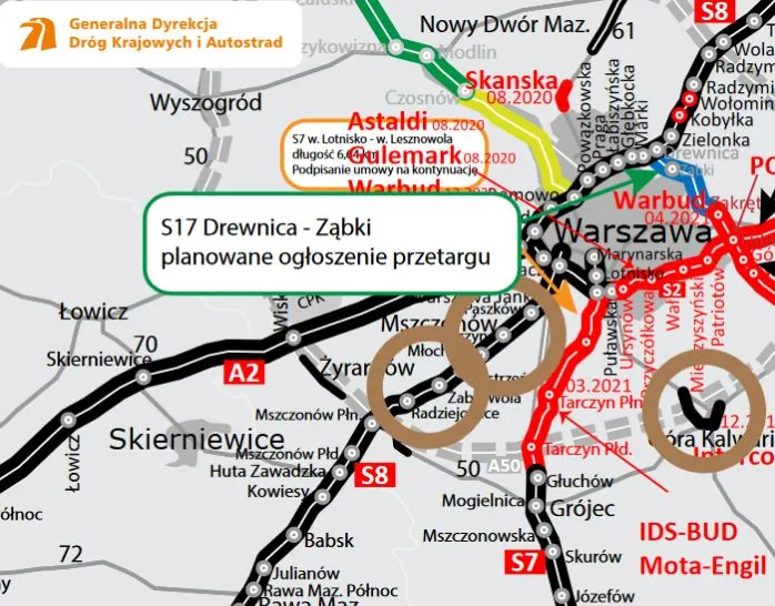 Wyjazd z Warszawy na południe trasą S7 ma nowego wykonawcę. GDDKiA podpisała umowę [MAPA]