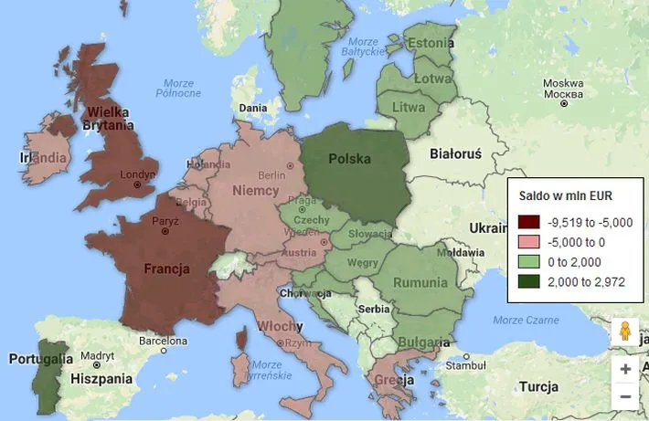 Tak pieniądze emigrantów krążą po Europie. Polska zyskuje najwięcej [MAPA]