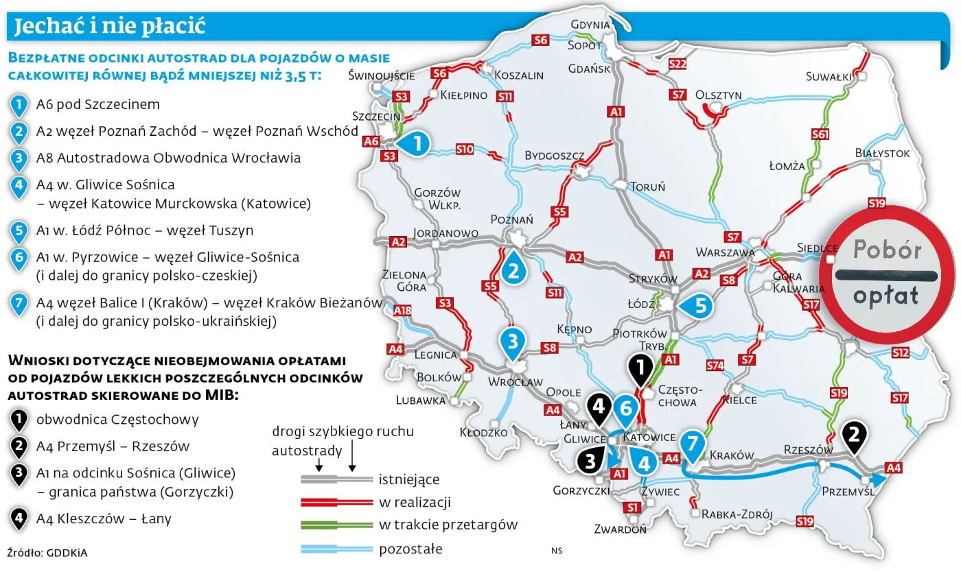 Autostradą w okolicy niektórych miast pojedziemy za darmo [MAPA]