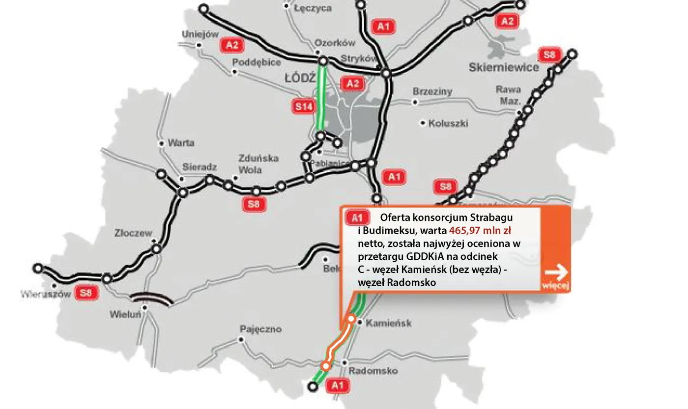 Autostrada A1 coraz bliżej. Wiadomo, kto zbuduje kolejny odcinek [MAPA]