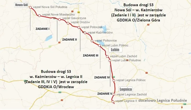 S3 omija Legnicę i dociera do Lubina. GDDKiA do końca roku odda jeszcze 330 km dróg