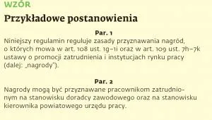 Przyznawanie nagród - przykładowe postanowienie
