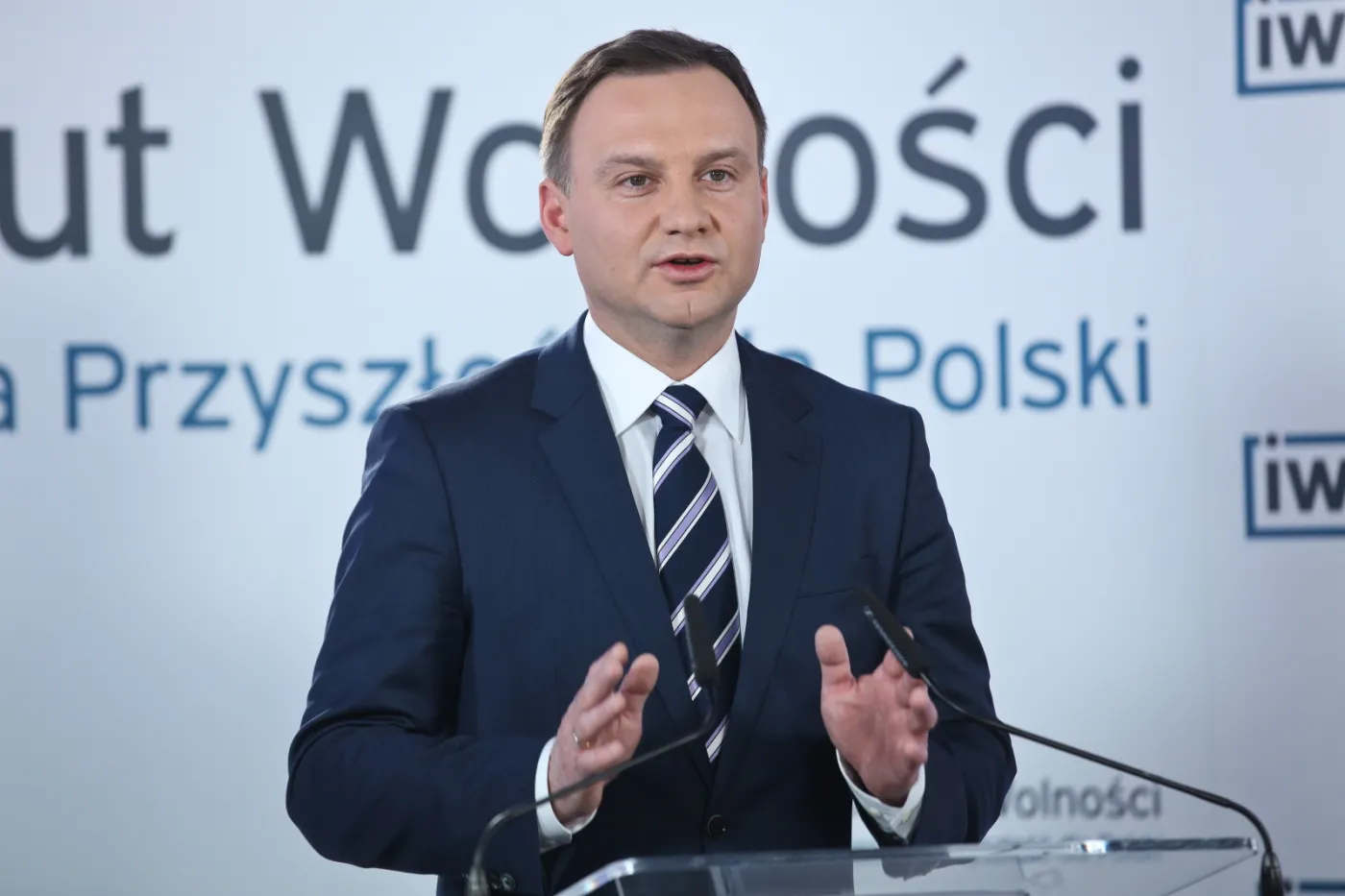 Andrzej Duda podczas spotkania z wyborcami, organizowanego przez Instytut Wolności