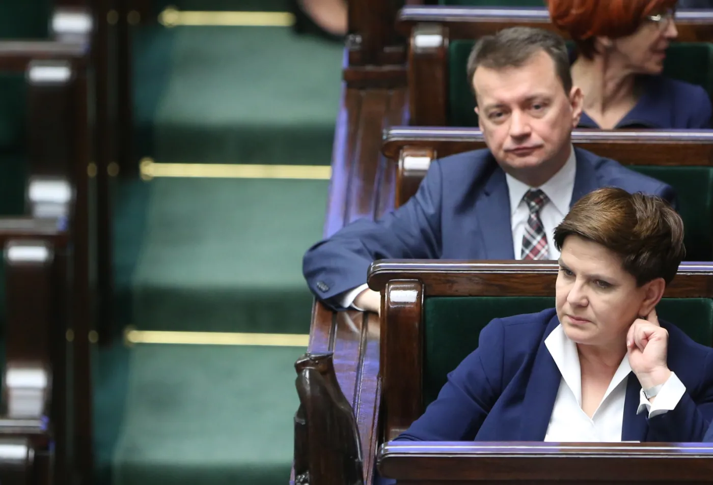 Premier Beata Szydło i minister spraw wewnętrznych i administracji Mariusz Błaszczak,  PAP/Leszek Szymański