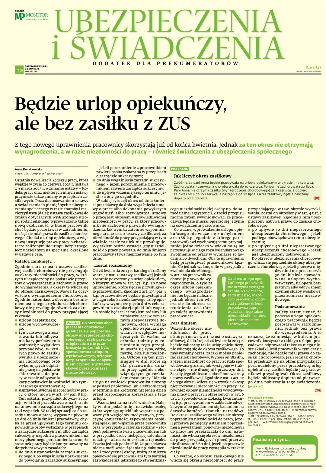 UBEZPIECZENIA I ŚWIADCZENIA