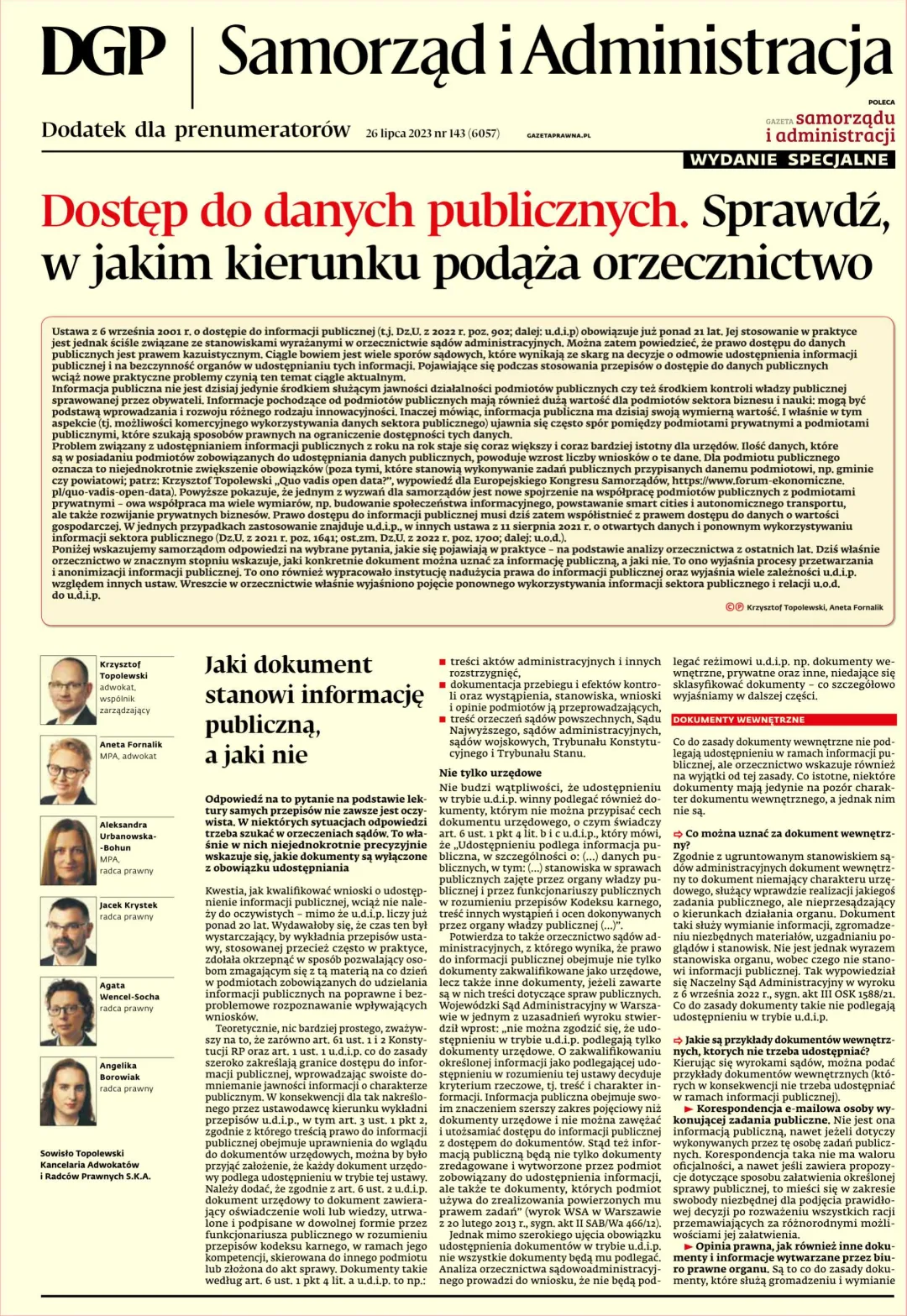 SAMORZĄD I ADMINISTRACJA - WYDANIE SPECJALNE