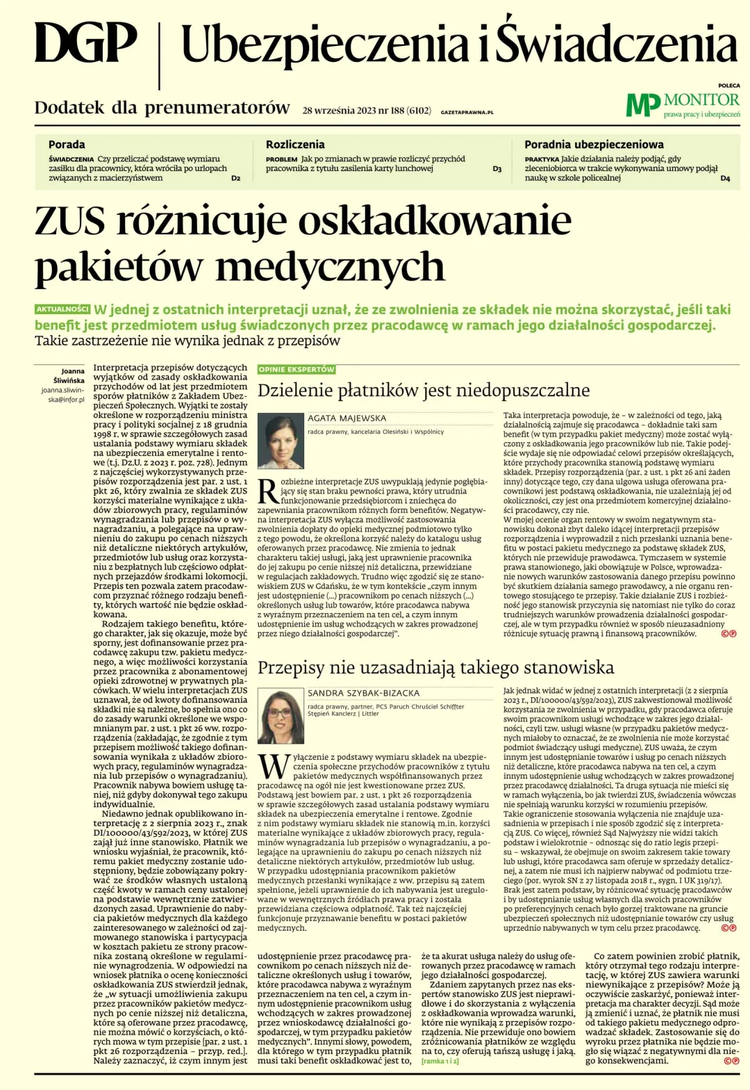 UBEZPIECZENIA I ŚWIADCZENIA