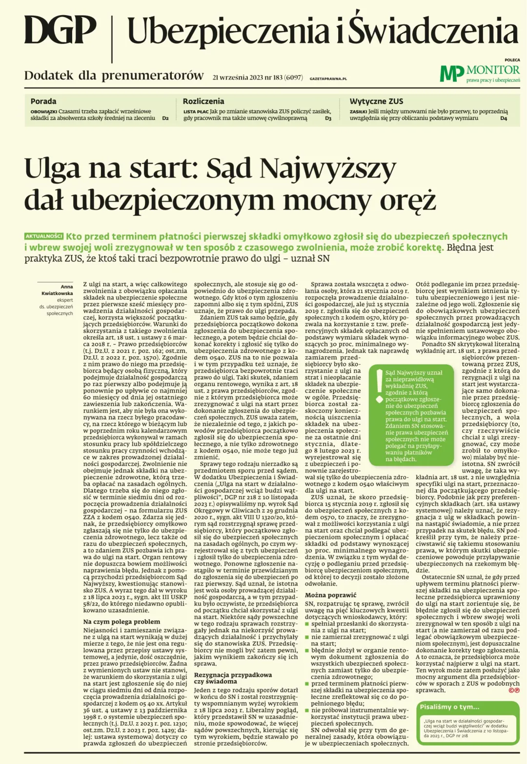 UBEZPIECZENIA I ŚWIADCZENIA