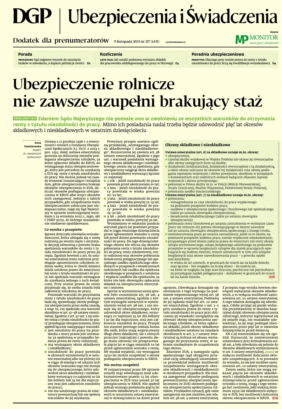 UBEZPIECZENIA I ŚWIADCZENIA