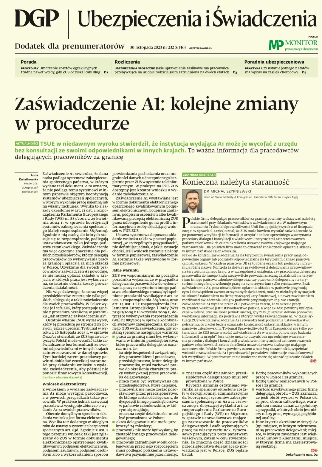 UBEZPIECZENIA I ŚWIADCZENIA