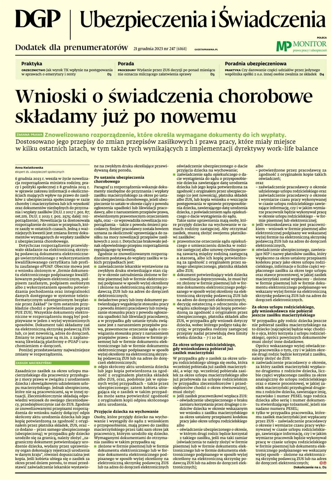 UBEZPIECZENIA I ŚWIADCZENIA