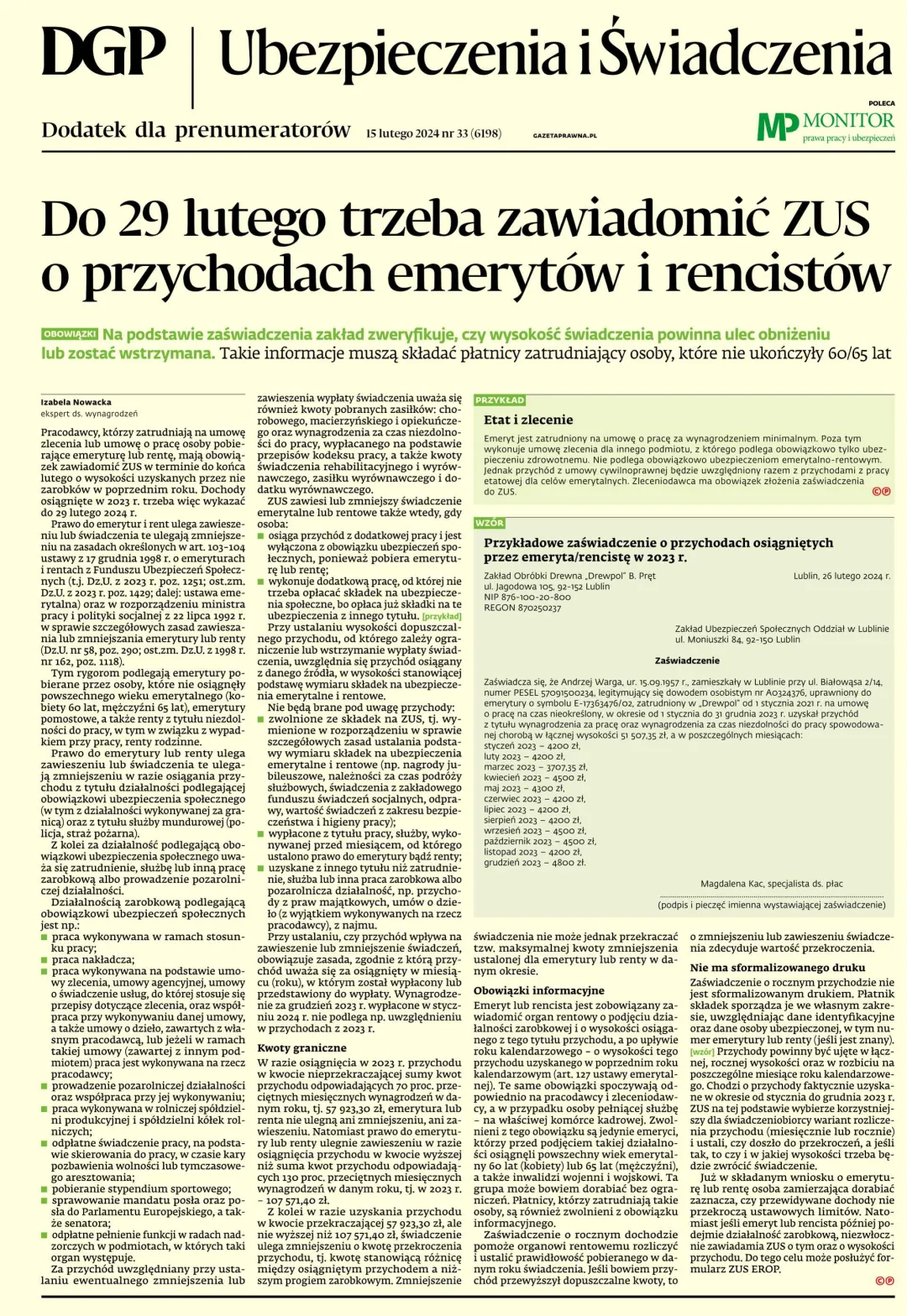 UBEZPIECZENIA I ŚWIADCZENIA