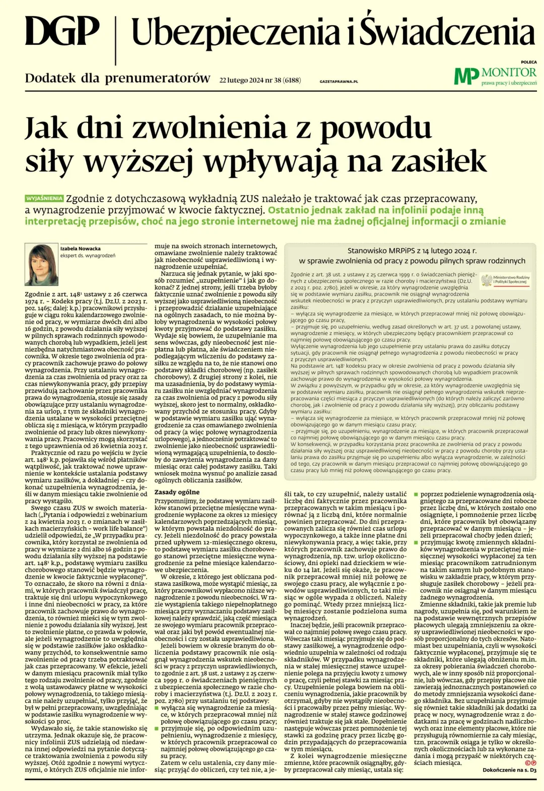 UBEZPIECZENIA I ŚWIADCZENIA