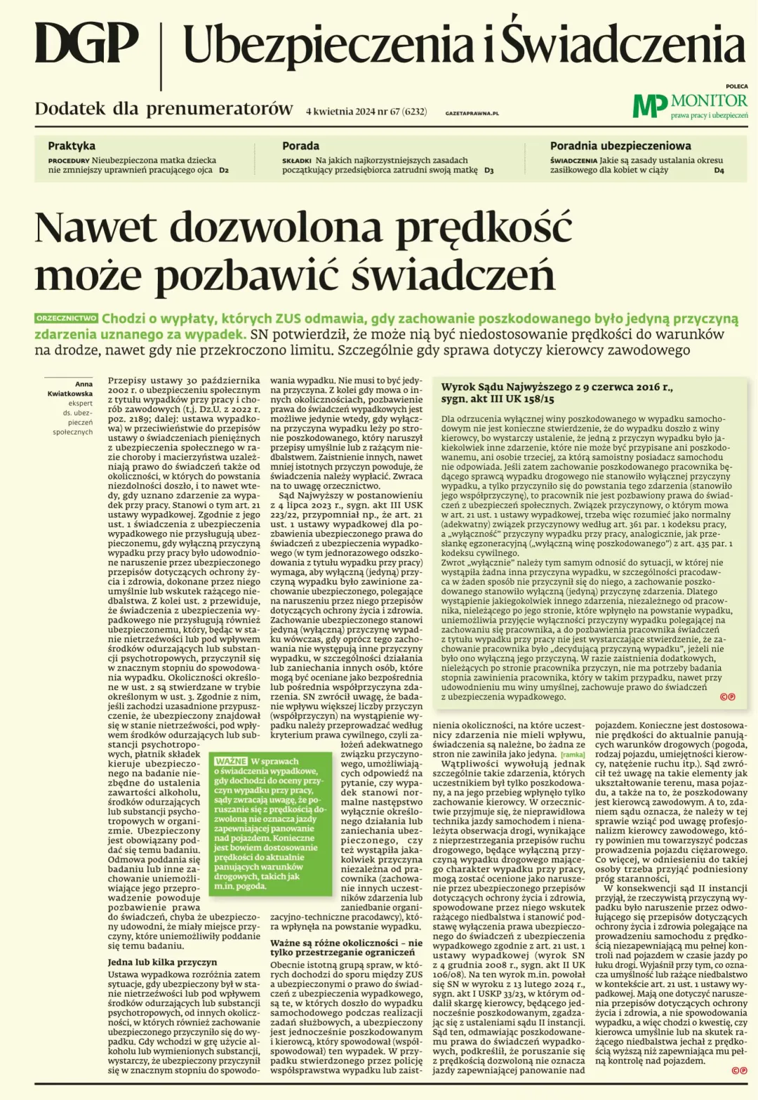 UBEZPIECZENIA I ŚWIADCZENIA