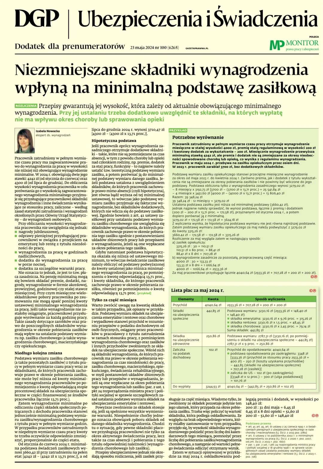 UBEZPIECZENIA I ŚWIADCZENIA
