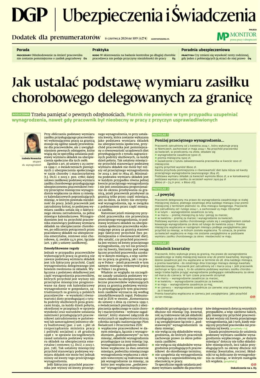UBEZPIECZENIA I ŚWIADCZENIA