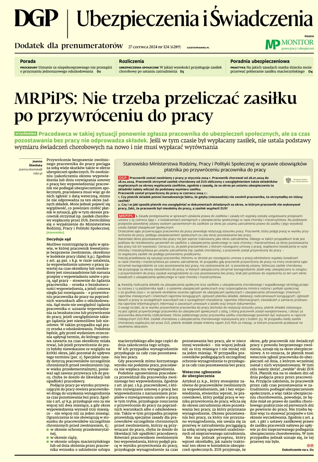 UBEZPIECZENIA I ŚWIADCZENIA