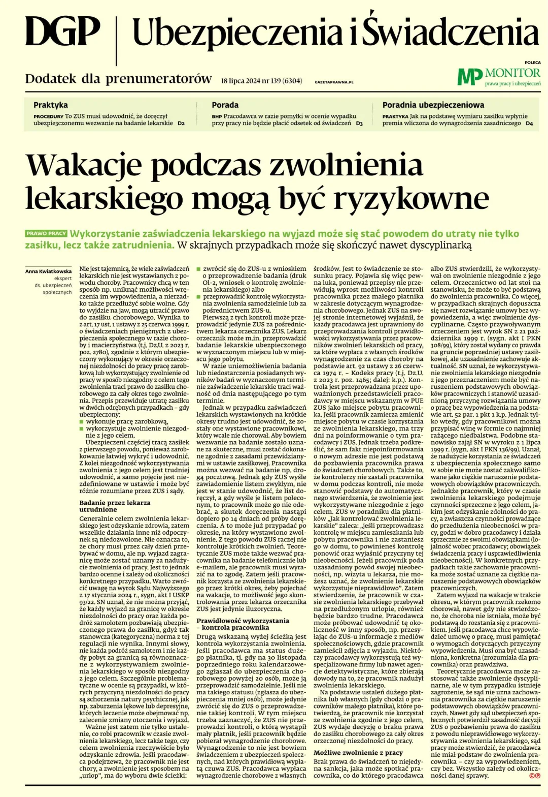 UBEZPIECZENIA I ŚWIADCZENIA