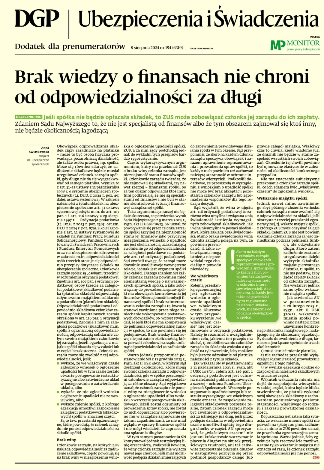 UBEZPIECZENIA I ŚWIADCZENIA