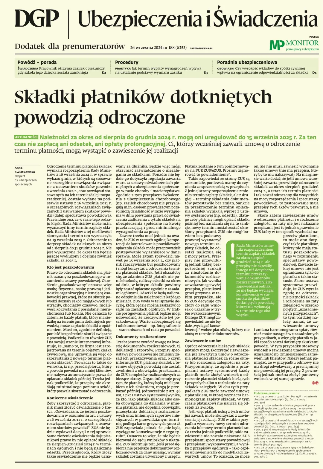 UBEZPIECZENIA I ŚWIADCZENIA