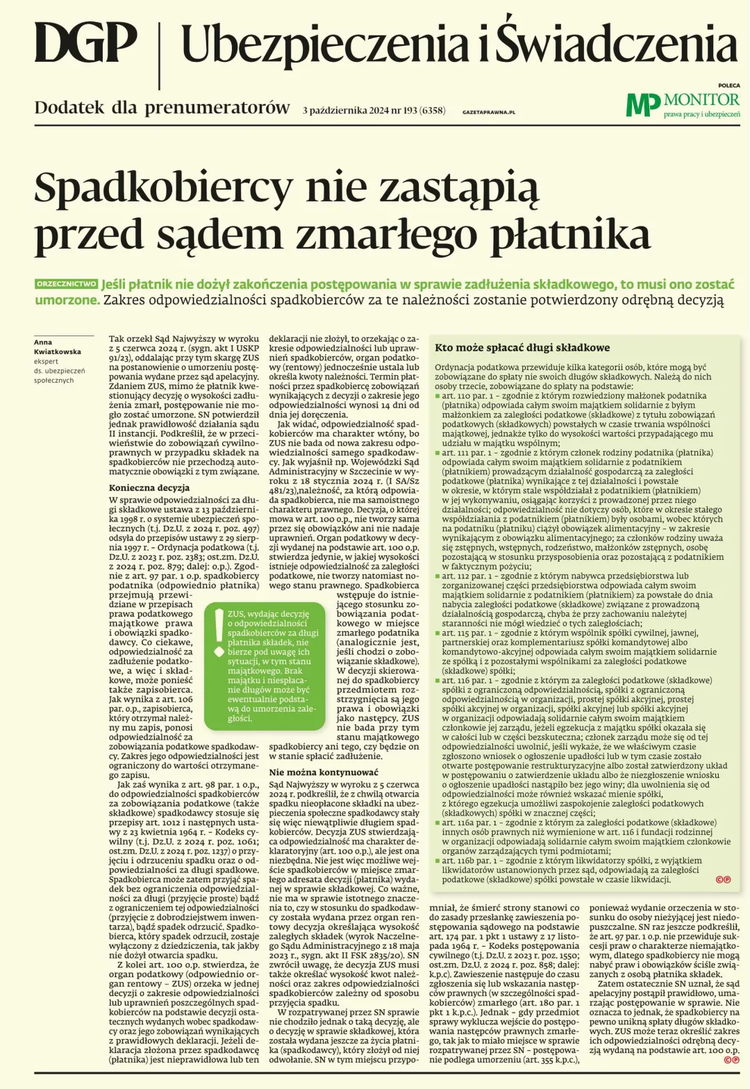 UBEZPIECZENIA I ŚWIADCZENIA