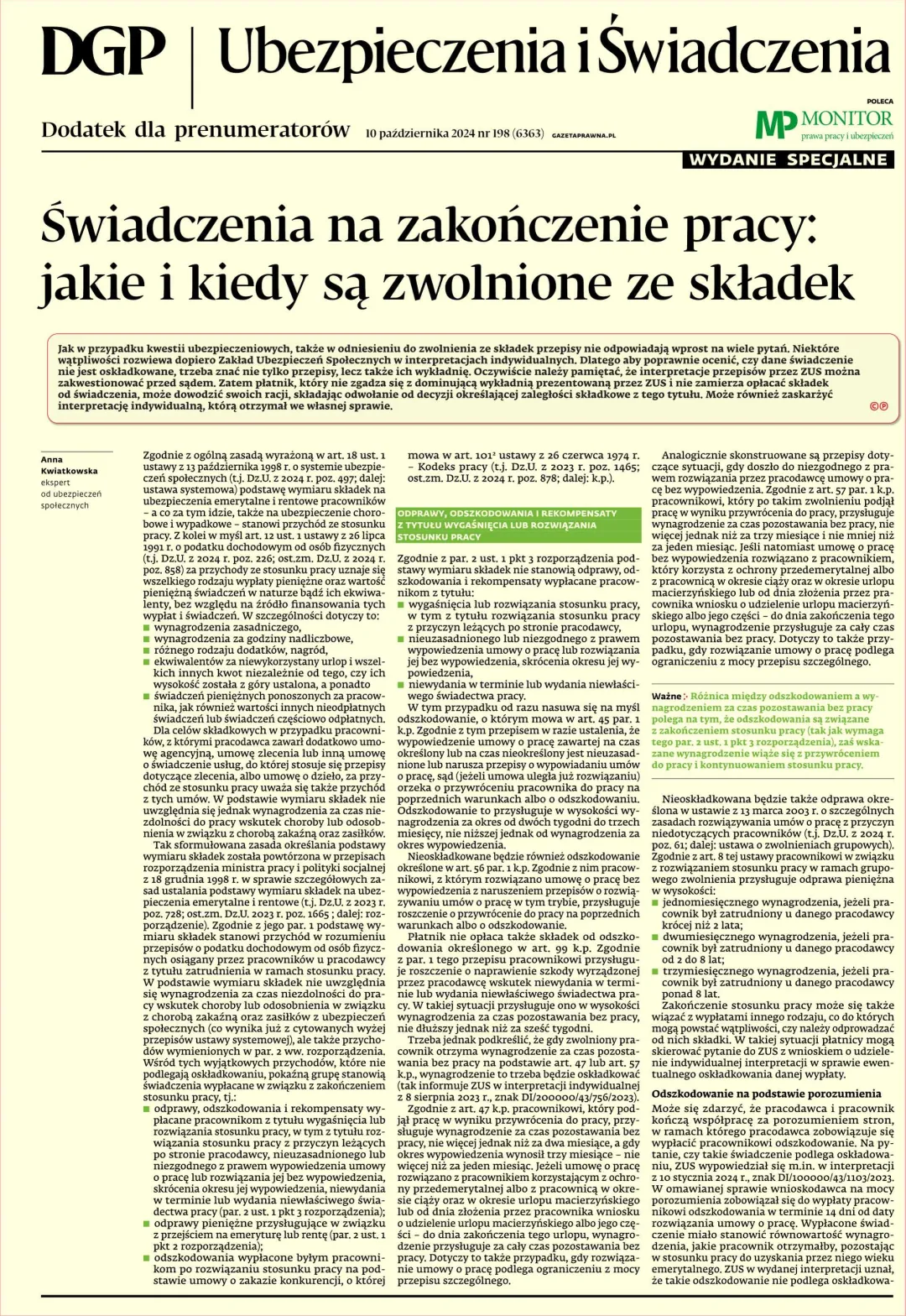 UBEZPIECZENIA I ŚWIADCZENIA - WYDANIE SPECJALNE
