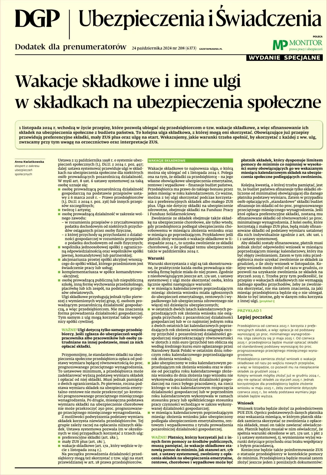 UBEZPIECZENIA I ŚWIADCZENIA – WYDANIE SPECJALNE