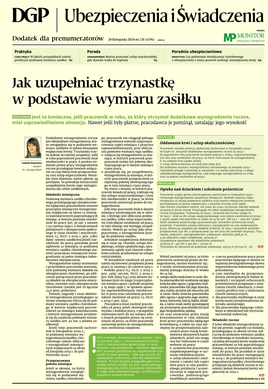 UBEZPIECZENIA I ŚWIADCZENIA