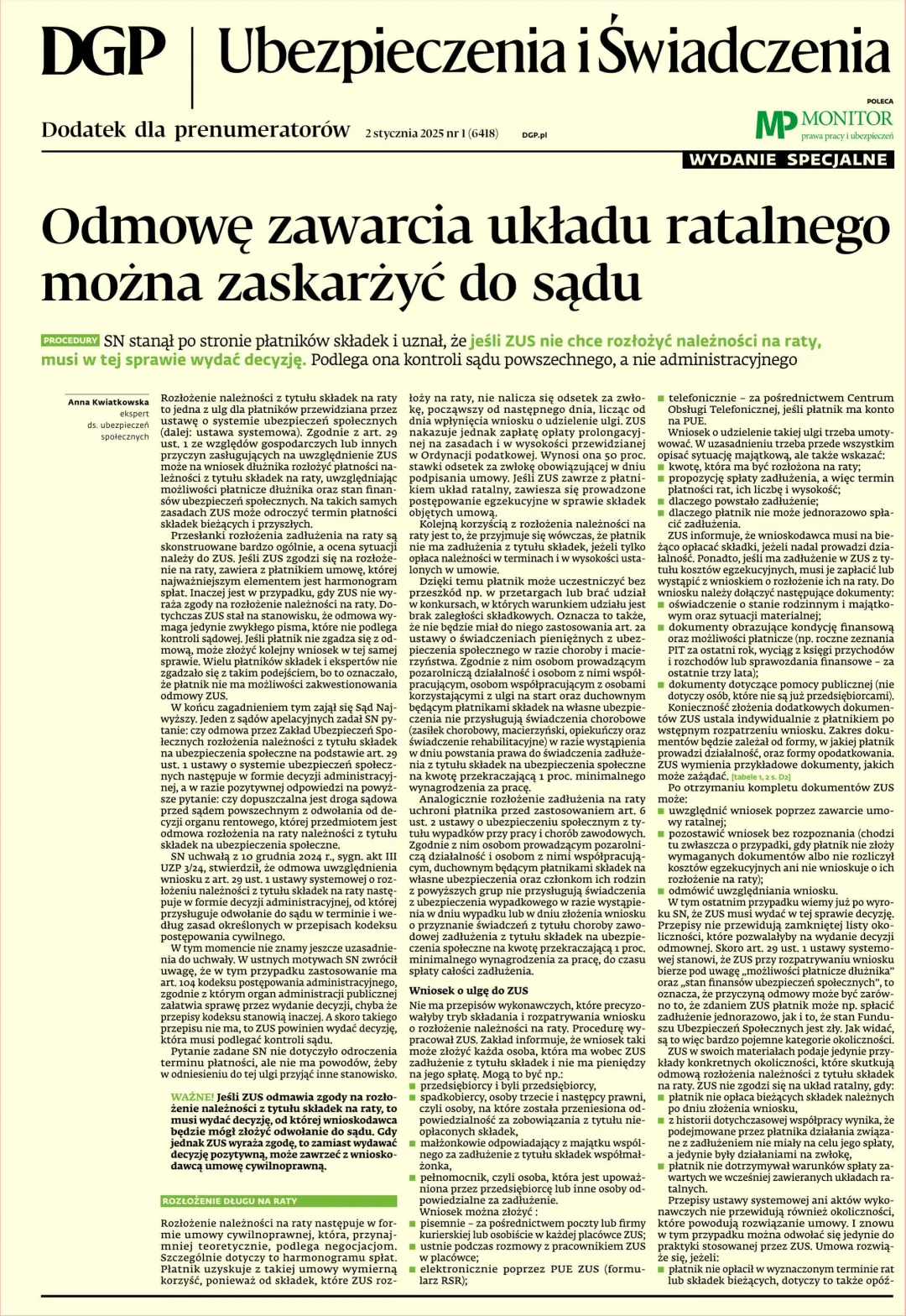 UBEZPIECZENIA I ŚWIADCZENIA - WYDANIE SPECJALNE