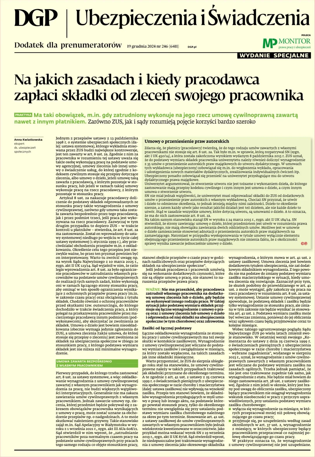 UBEZPIECZENIA I ŚWIADCZENIA – WYDANIE SPECJALNE
