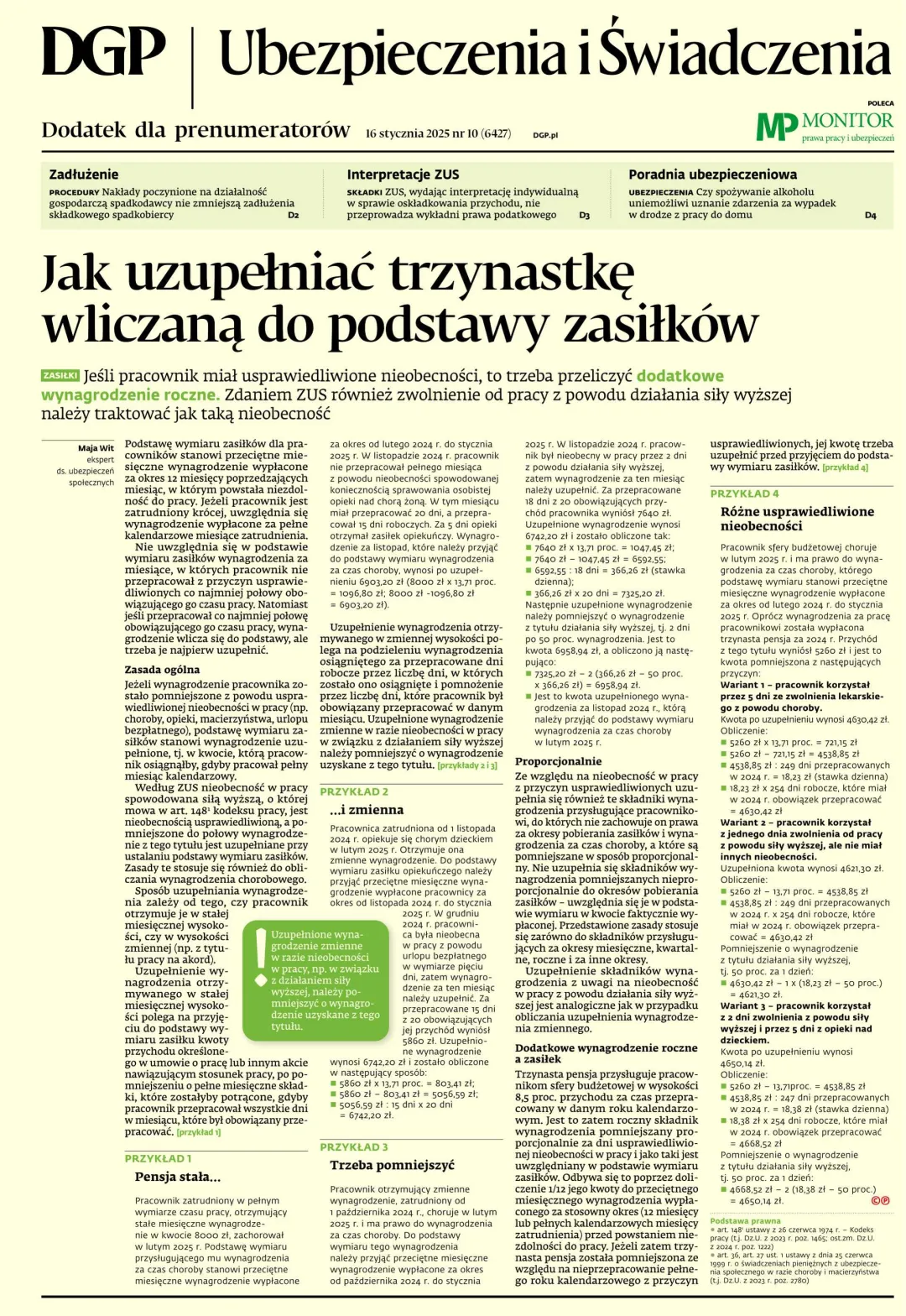 UBEZPIECZENIA I ŚWIADCZENIA