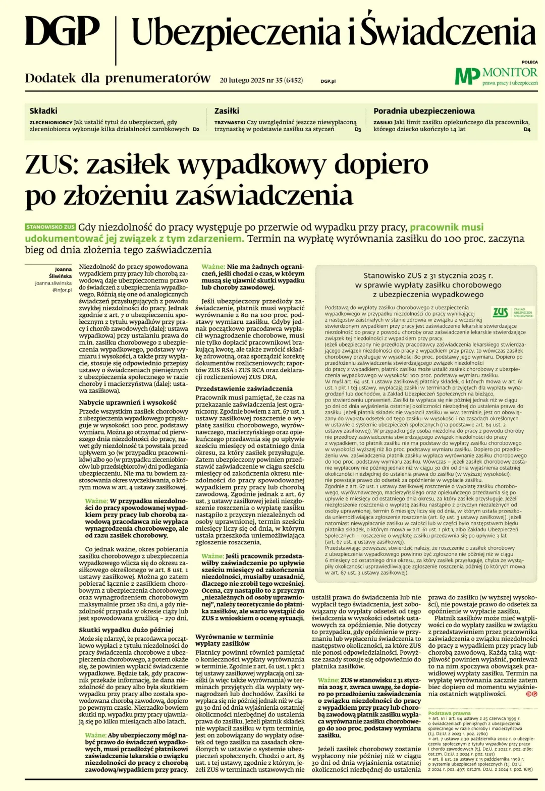 UBEZPIECZENIA I ŚWIADCZENIA