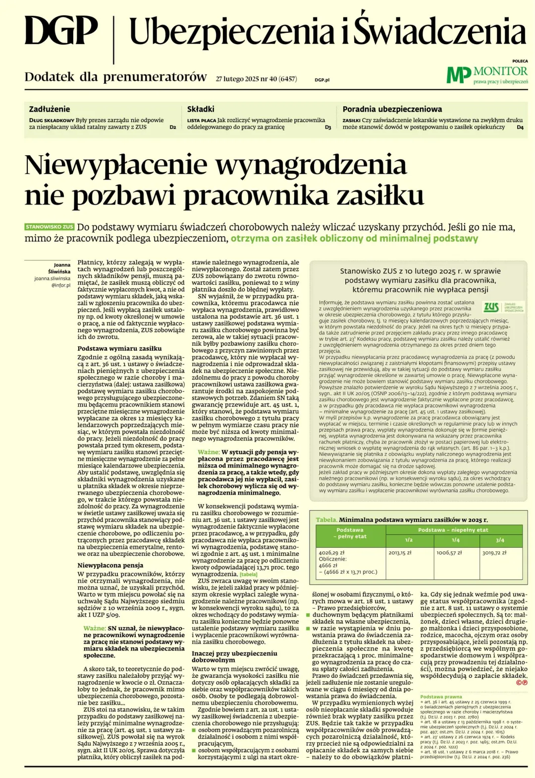 UBEZPIECZENIA I ŚWIADCZENIA