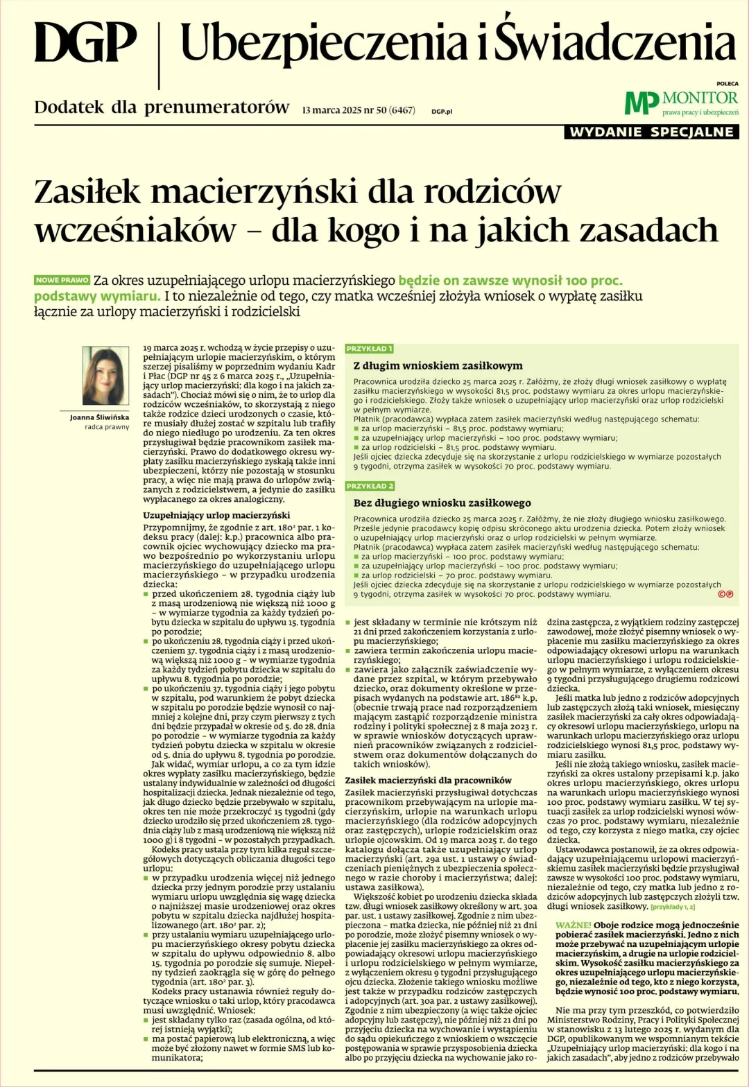 UBEZPIECZENIA I ŚWIADCZENIA – WYDANIE SPECJALNE