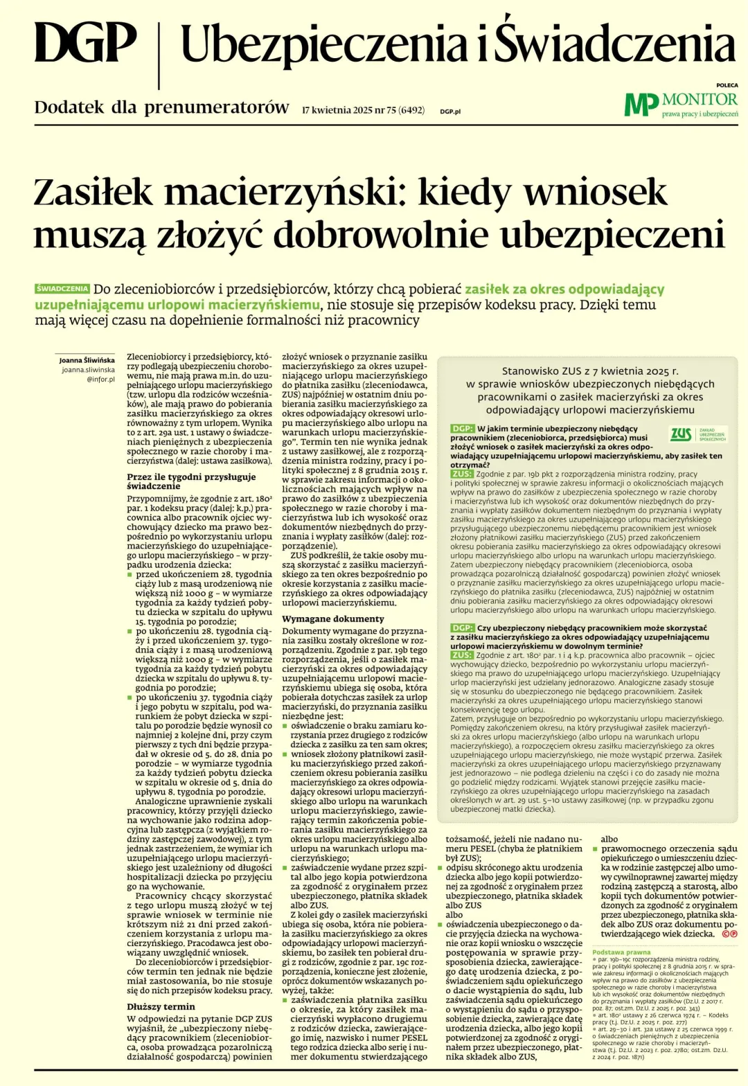 UBEZPIECZENIA I ŚWIADCZENIA