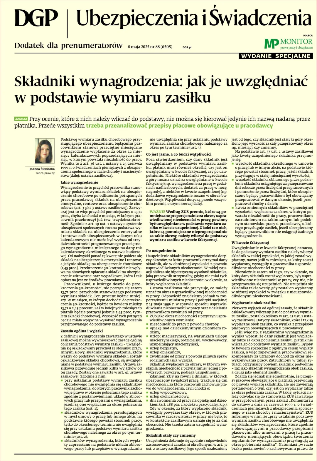 UBEZPIECZENIA I ŚWIADCZENIA - WYDANIE SPECJALNE