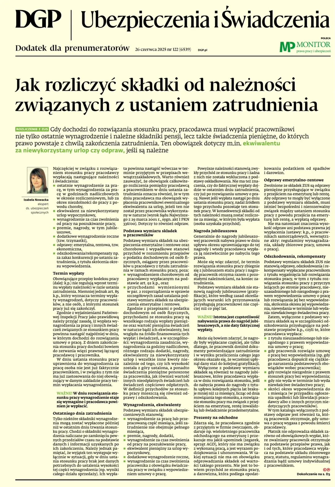 UBEZPIECZENIA I ŚWIADCZENIA