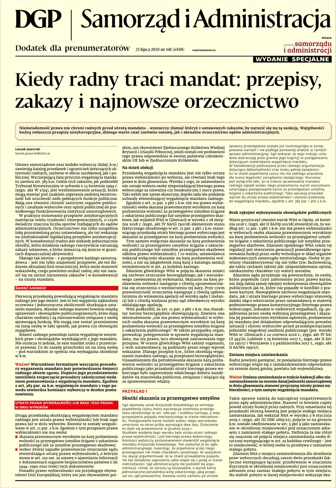 SAMORZĄD I ADMINISTRACJA - WYDANIE SPECJALNE