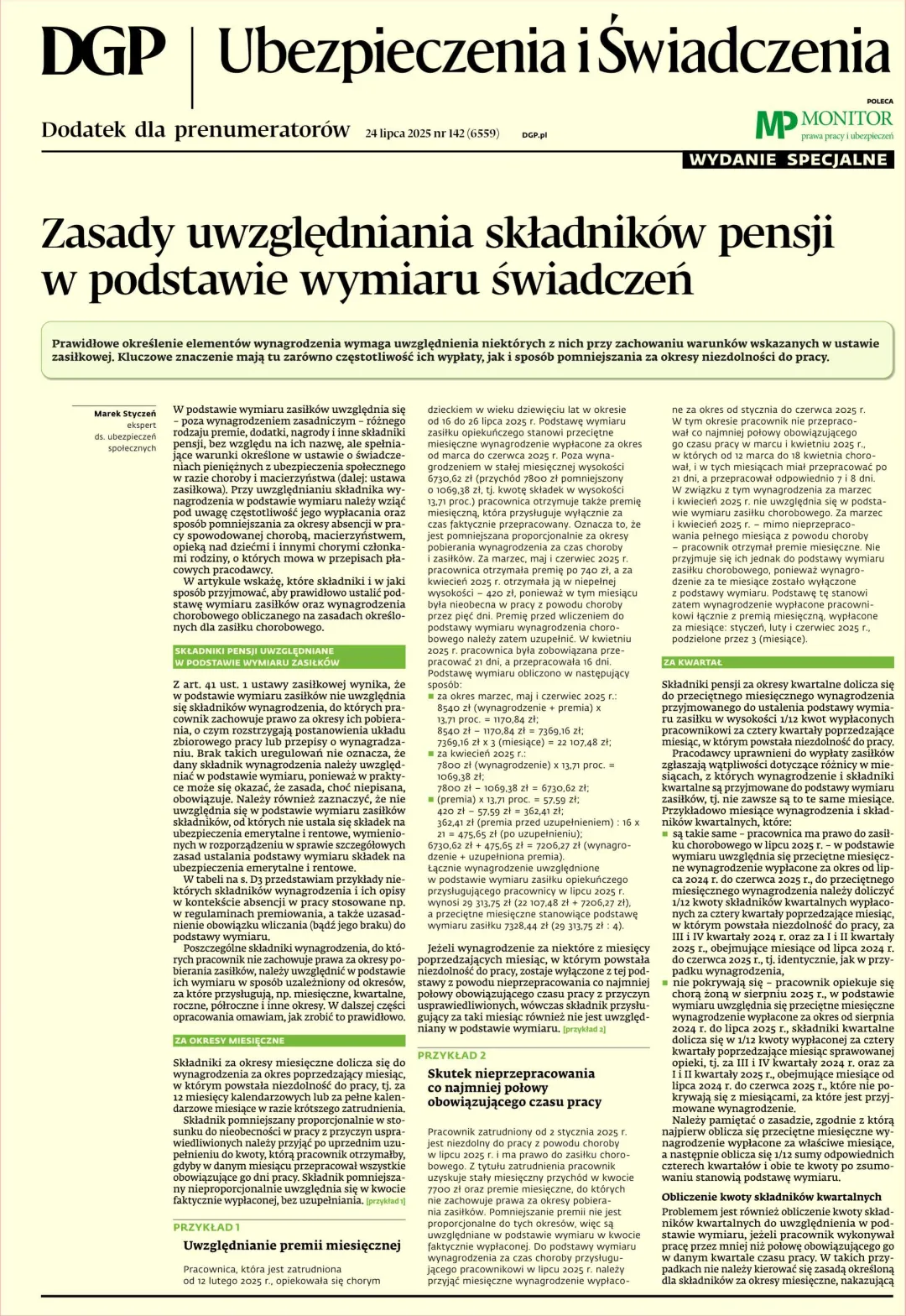 UBEZPIECZENIA I ŚWIADCZENIA – WYDANIE SPECJALNE