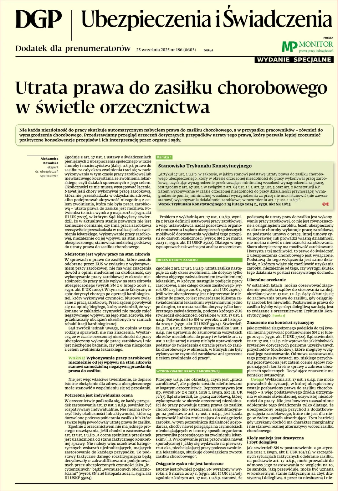 UBEZPIECZENIA I ŚWIADCZENIA – WYDANIE SPECJALNE