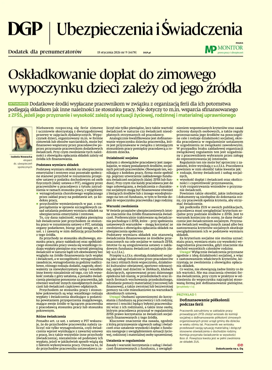 UBEZPIECZENIA I ŚWIADCZENIA