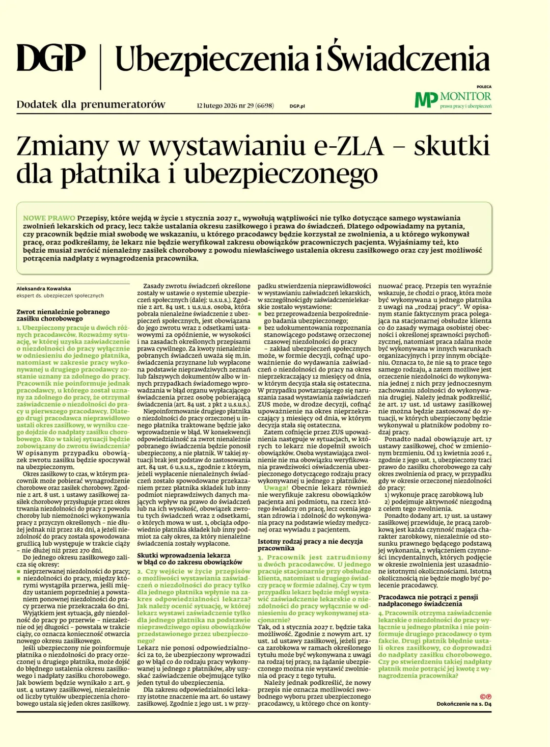 UBEZPIECZENIA I ŚWIADCZENIA