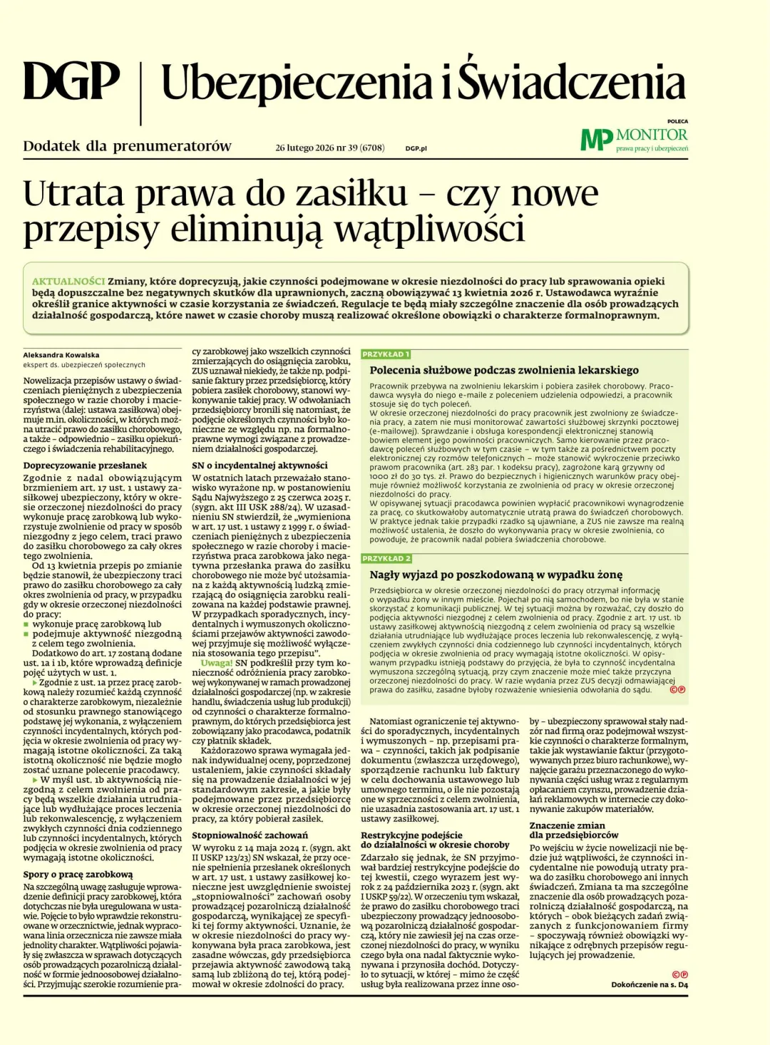 UBEZPIECZENIA I ŚWIADCZENIA