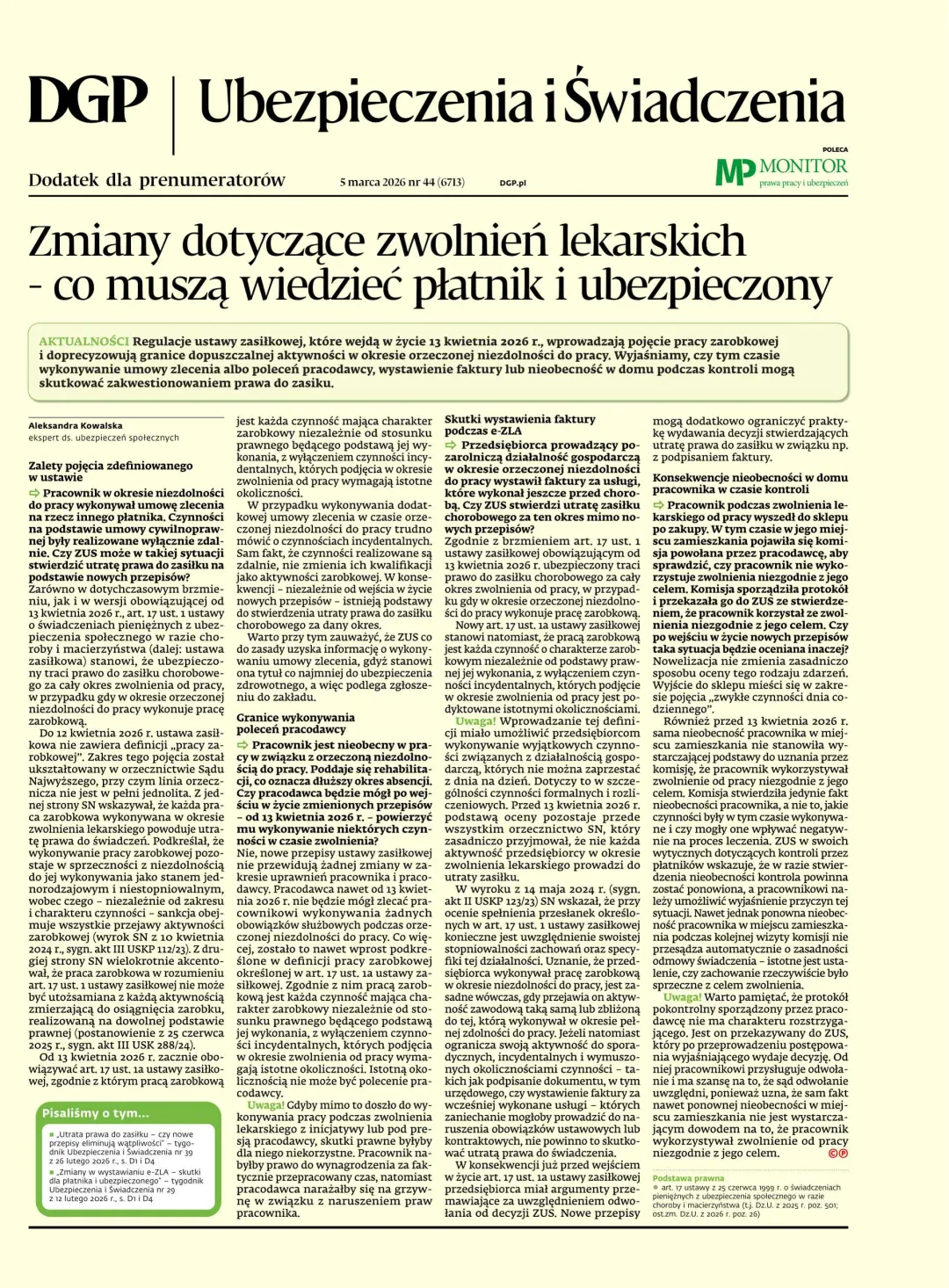 UBEZPIECZENIA I ŚWIADCZENIA