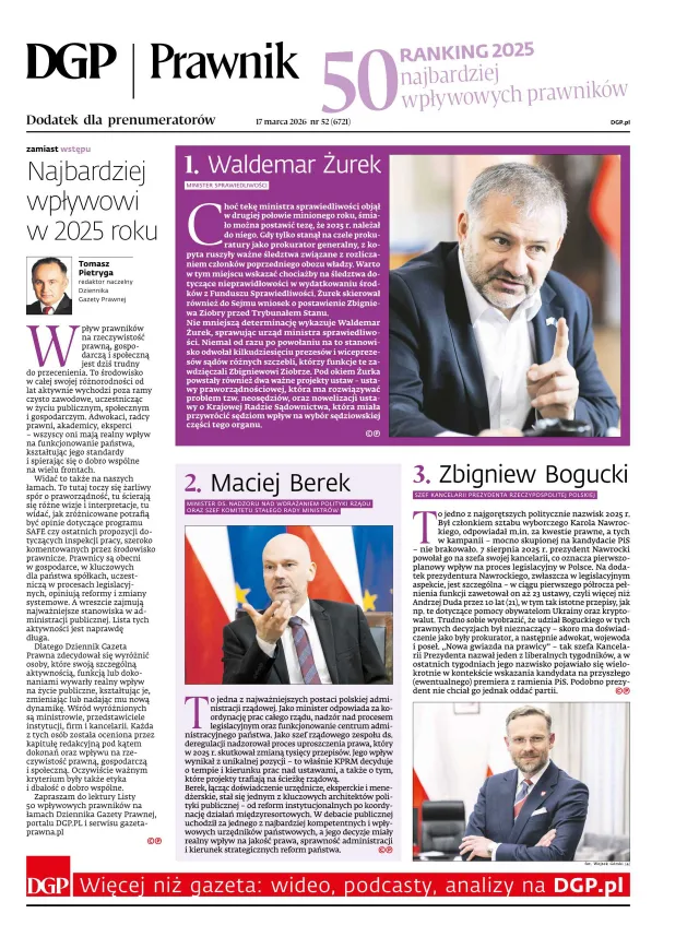 RANKING 50 NAJBARDZIEJ WPŁYWOWYCH PRAWNIKÓW