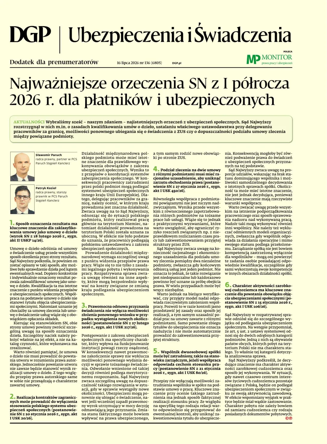 UBEZPIECZENIA I ŚWIADCZENIA