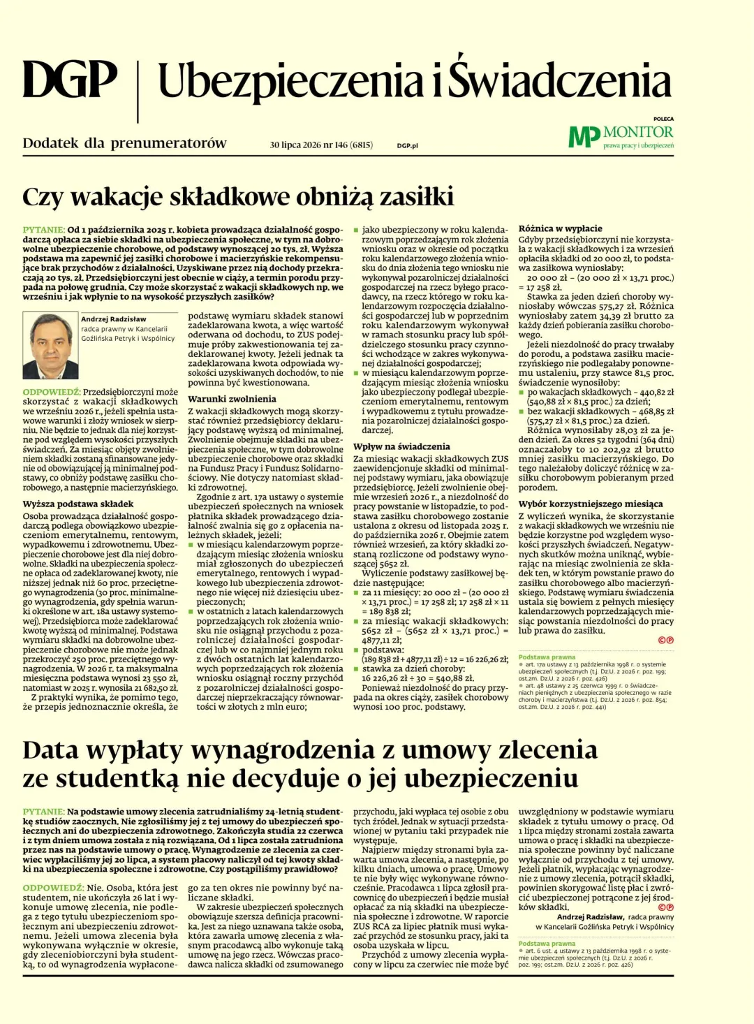 UBEZPIECZENIA I ŚWIADCZENIA