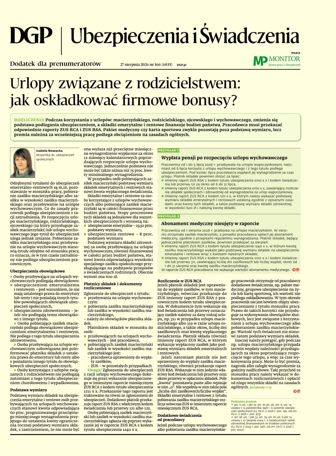 UBEZPIECZENIA I ŚWIADCZENIA