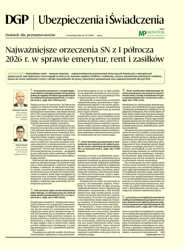 UBEZPIECZENIA I ŚWIADCZENIA