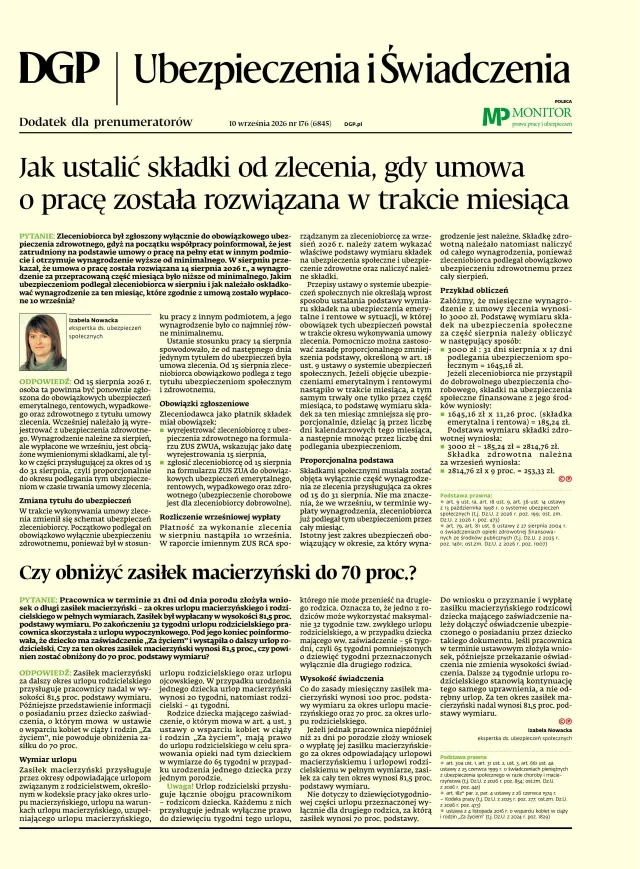 UBEZPIECZENIA I ŚWIADCZENIA